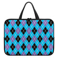 Blue Black And Purple Argyle Print Laptop Sleeve With Handle