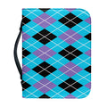 Blue Black And Purple Argyle Print Leather Bible Cover