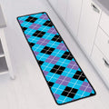 Blue Black And Purple Argyle Print Long Kitchen Mat
