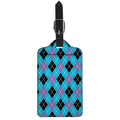 Blue Black And Purple Argyle Print Luggage Tag