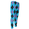 Blue Black And Purple Argyle Print Men's Compression Pants