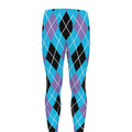Blue Black And Purple Argyle Print Men's Leggings