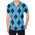 Blue Black And Purple Argyle Print Men's Shirt