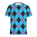 Blue Black And Purple Argyle Print Men's Athletic T-Shirt