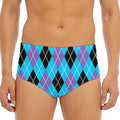 Blue Black And Purple Argyle Print Men's Triangle Swim Briefs