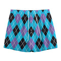 Blue Black And Purple Argyle Print Mesh Shorts