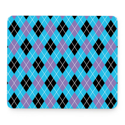 Blue Black And Purple Argyle Print Mouse Pad
