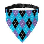 Blue Black And Purple Argyle Print Over The Collar Dog Bandana