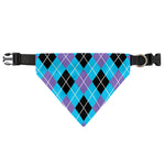Blue Black And Purple Argyle Print Over The Collar Dog Bandana