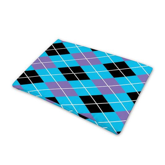 Blue Black And Purple Argyle Print Pet Cooling Mat Cover