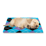 Blue Black And Purple Argyle Print Pet Cooling Mat Cover