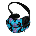 Blue Black And Purple Argyle Print Pet Sling Carrier