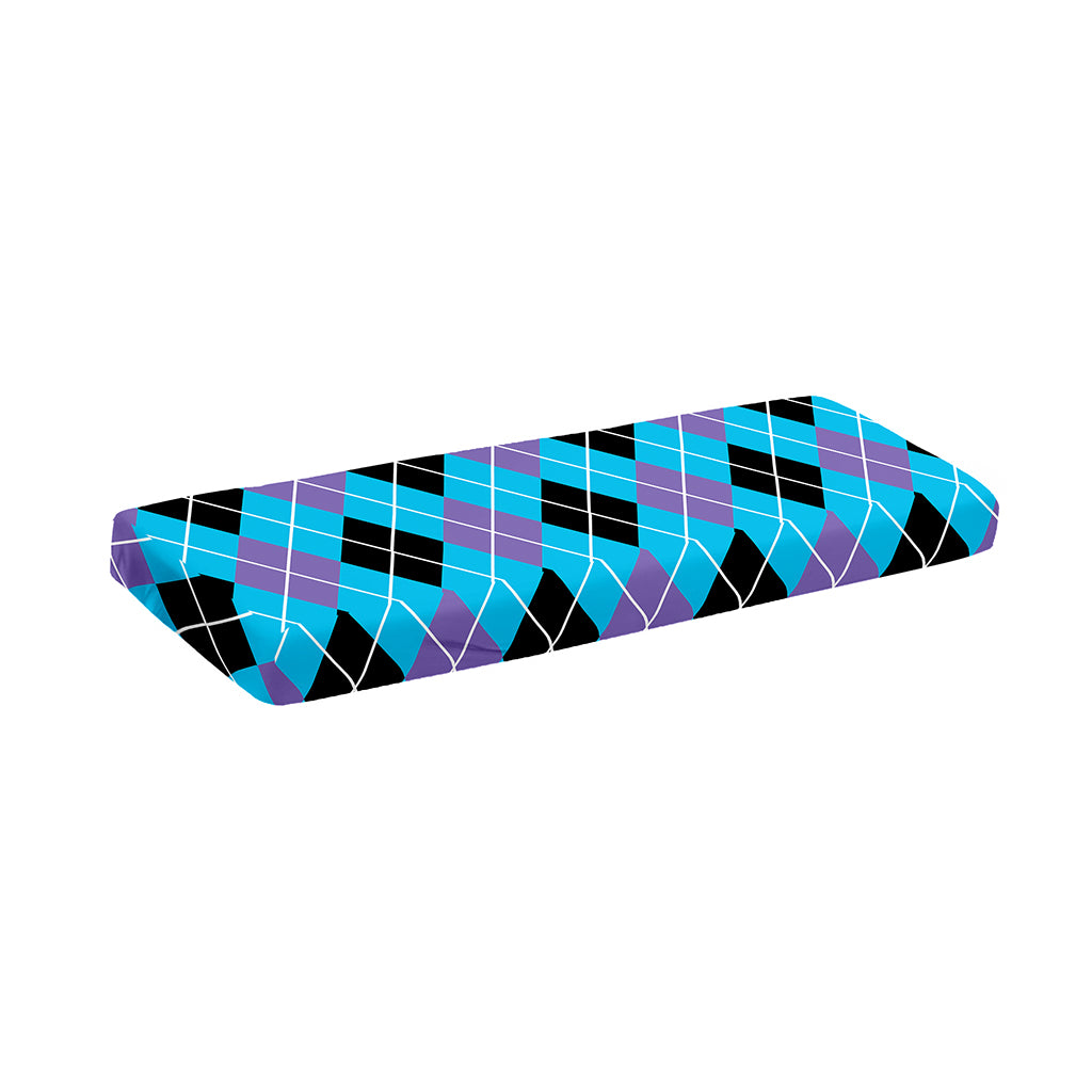 Blue Black And Purple Argyle Print Piano Keyboard Cover