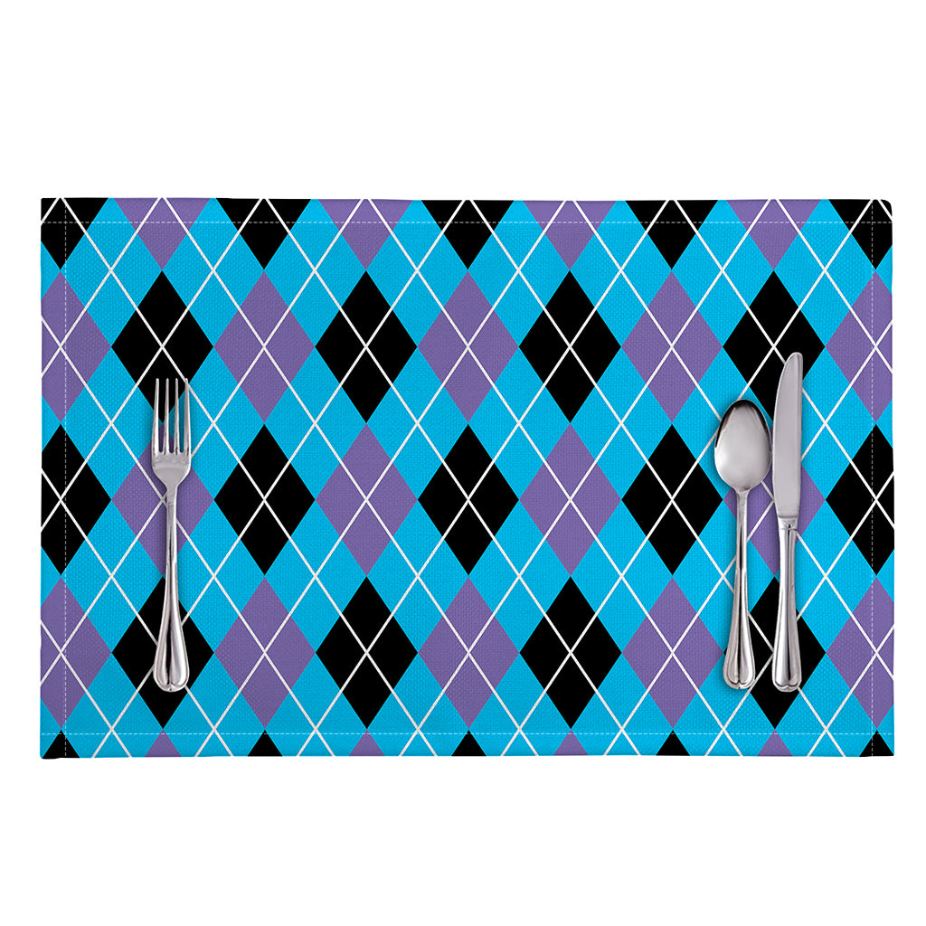 Blue Black And Purple Argyle Print Placemat