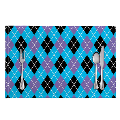 Blue Black And Purple Argyle Print Placemat