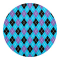 Blue Black And Purple Argyle Print Round Blanket