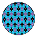 Blue Black And Purple Argyle Print Round Floor Mat