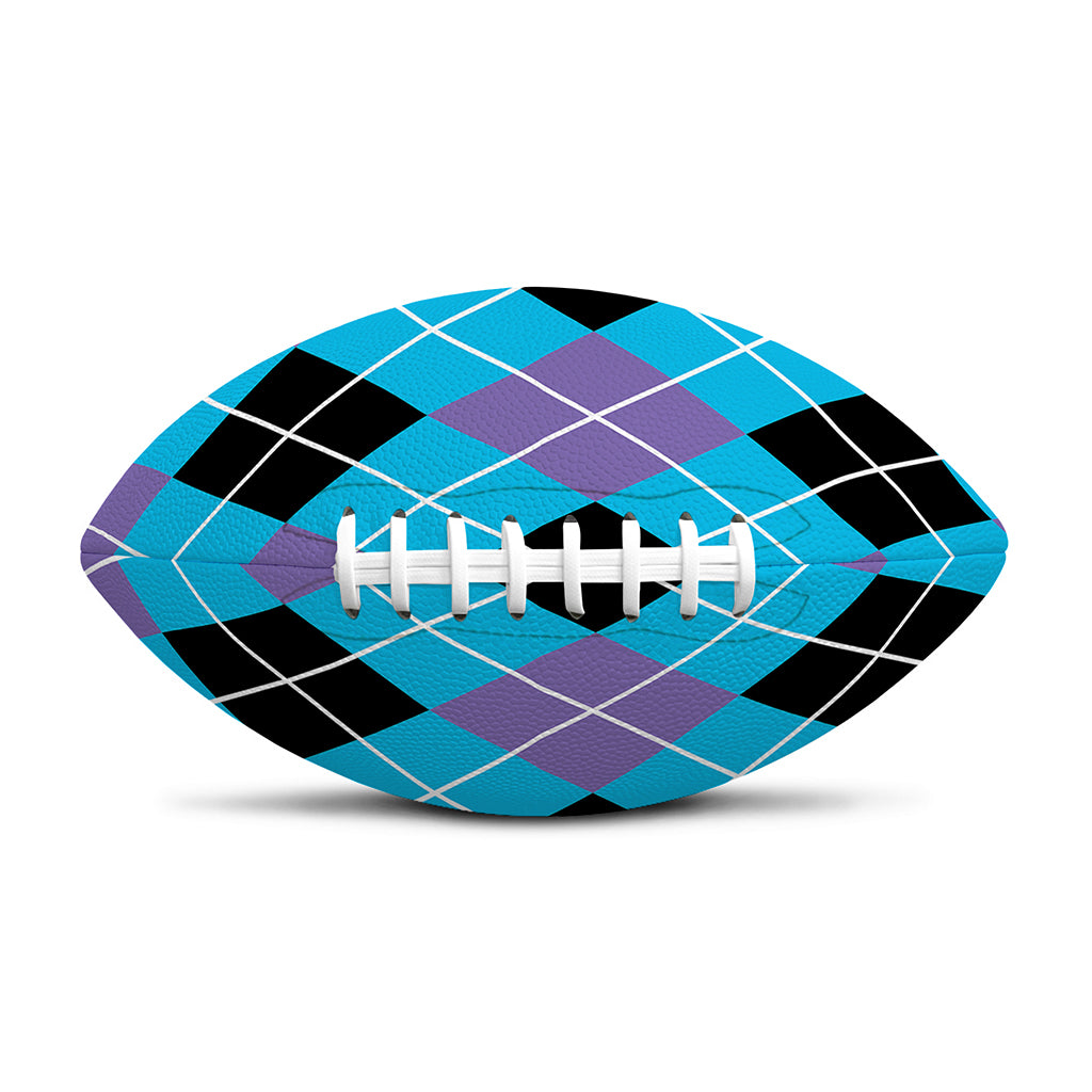 Blue Black And Purple Argyle Print Rugby Ball