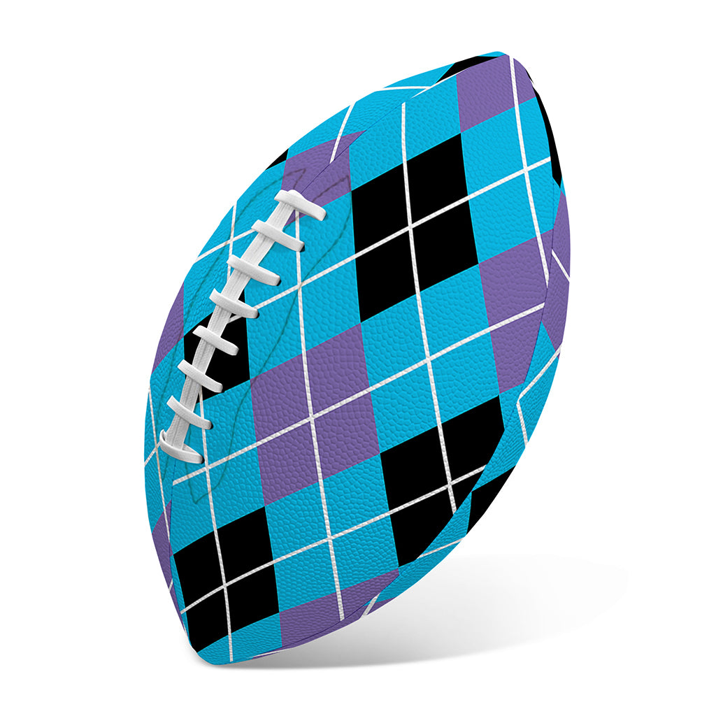 Blue Black And Purple Argyle Print Rugby Ball