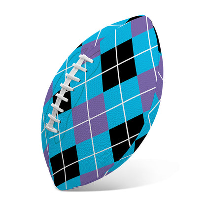 Blue Black And Purple Argyle Print Rugby Ball