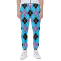 Blue Black And Purple Argyle Print Joggers
