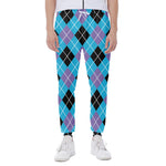 Blue Black And Purple Argyle Print Scuba Joggers