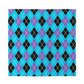 Blue Black And Purple Argyle Print Silk Bandana