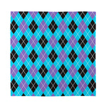 Blue Black And Purple Argyle Print Silk Bandana