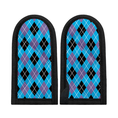 Blue Black And Purple Argyle Print Skillet Handle Cover
