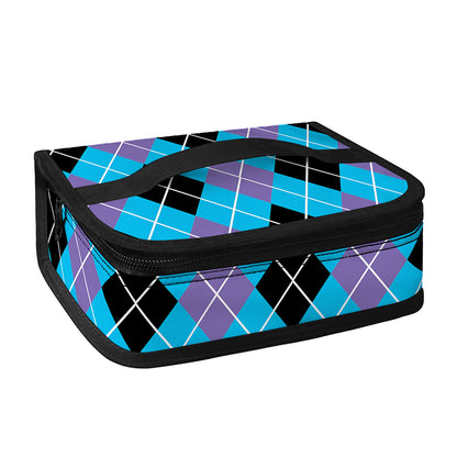 Blue Black And Purple Argyle Print Small Lunch Bag