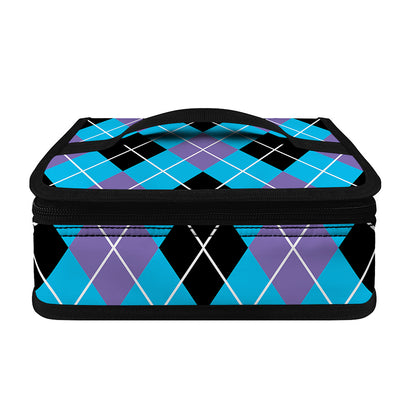 Blue Black And Purple Argyle Print Small Lunch Bag