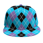 Blue Black And Purple Argyle Print Snapback Cap