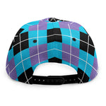 Blue Black And Purple Argyle Print Snapback Cap