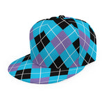 Blue Black And Purple Argyle Print Snapback Cap