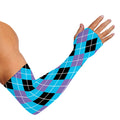 Blue Black And Purple Argyle Print Sun Protection Arm Sleeves