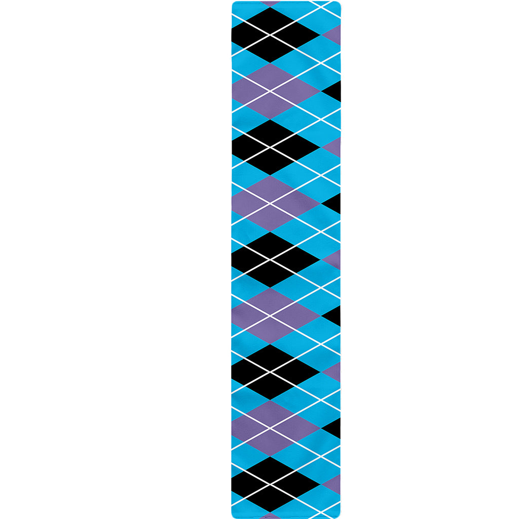 Blue Black And Purple Argyle Print Table Runner