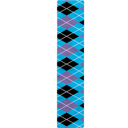 Blue Black And Purple Argyle Print Table Runner