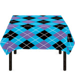 Blue Black And Purple Argyle Print Tablecloth