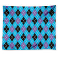 Blue Black And Purple Argyle Print Tapestry