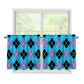 Blue Black And Purple Argyle Print Tier Curtains