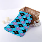 Blue Black And Purple Argyle Print Towel