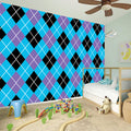 Blue Black And Purple Argyle Print Wall Sticker