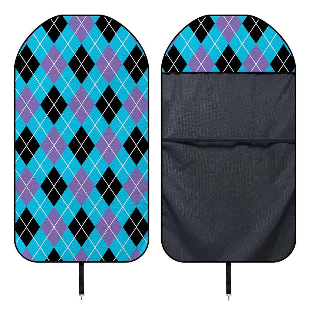 Blue Black And Purple Argyle Print Waterproof Car Seat Cover