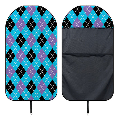 Blue Black And Purple Argyle Print Waterproof Car Seat Cover