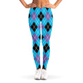 Blue Black And Purple Argyle Print Women's Leggings