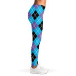Blue Black And Purple Argyle Print Women's Leggings