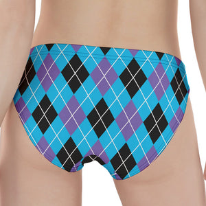 Blue Black And Purple Argyle Print Women's Panties