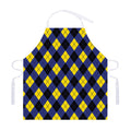 Blue Black And Yellow Argyle Print Adjustable Apron