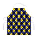 Blue Black And Yellow Argyle Print Adjustable Apron