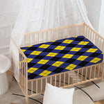 Blue Black And Yellow Argyle Print Baby Crib Sheet